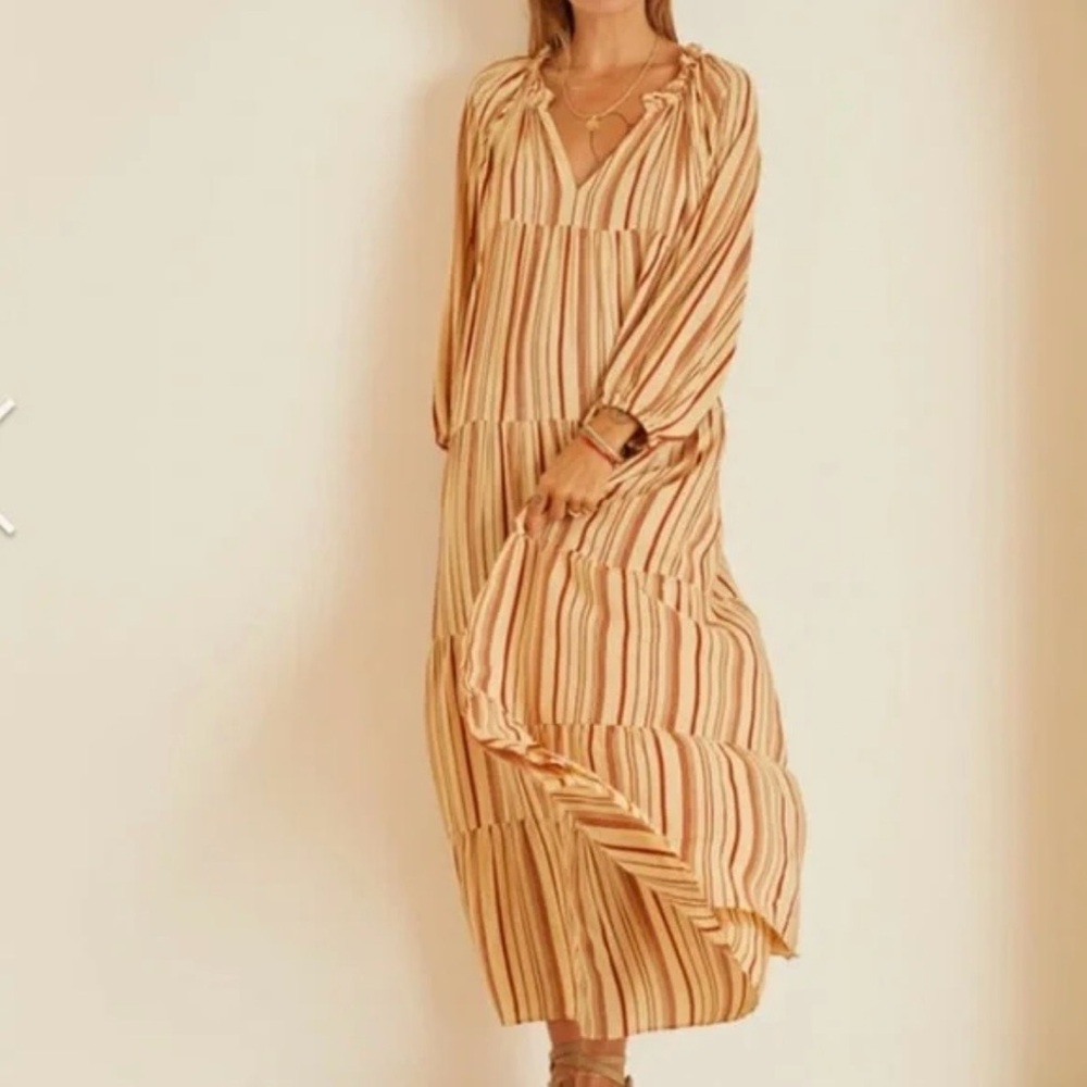 Striped Tan Maxi Dress